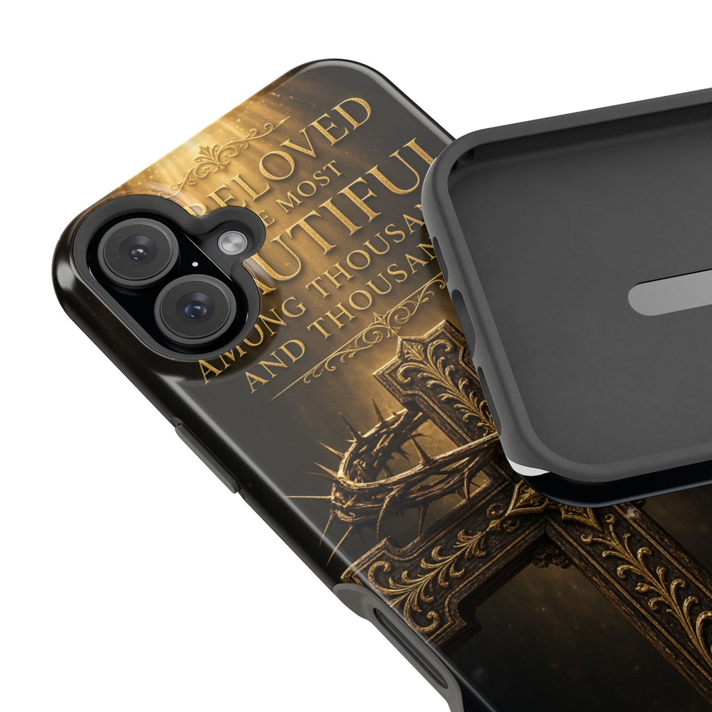 Magnetic Impact-Resistant Phone Case — "Most Beautiful" Cross with Crown of Thorns