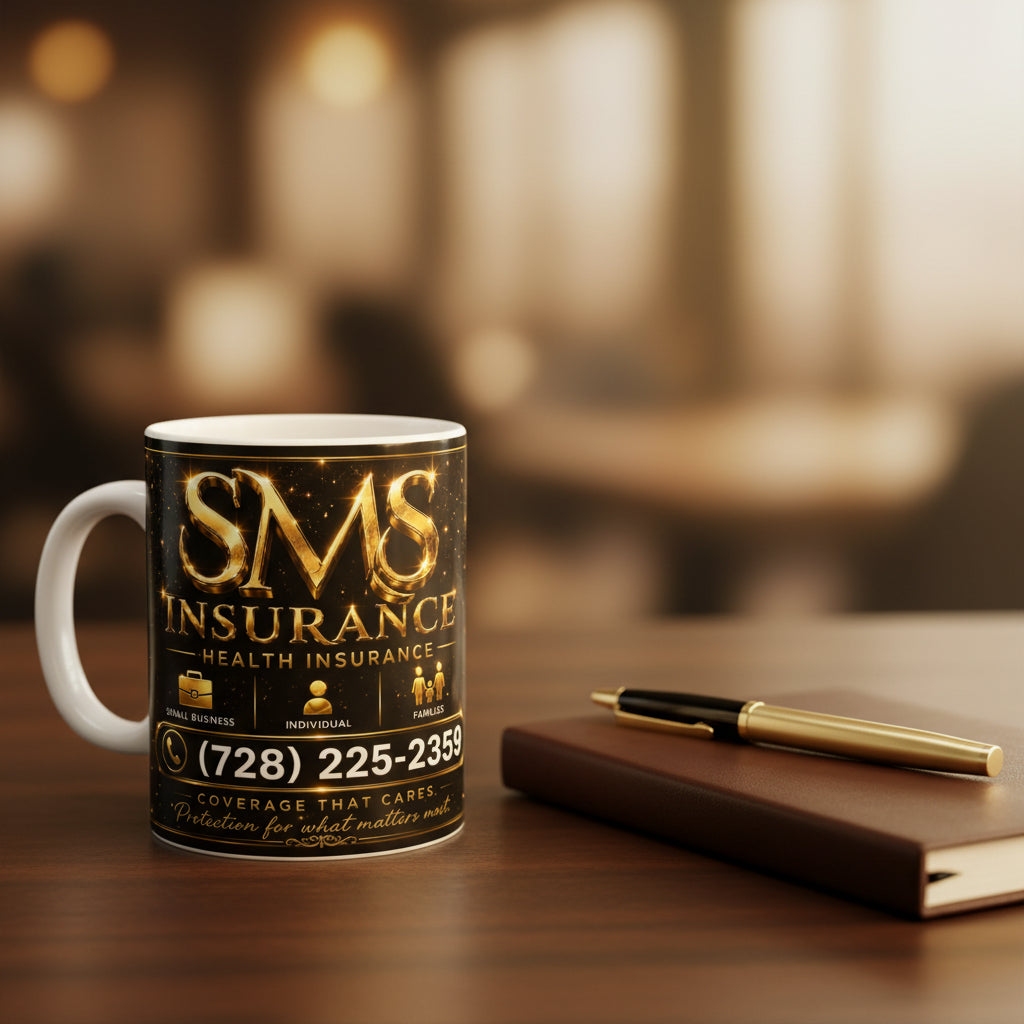 SMS Insurance Ceramic Mug — Branded Health Insurance Coffee Cup (11oz, 15oz)
