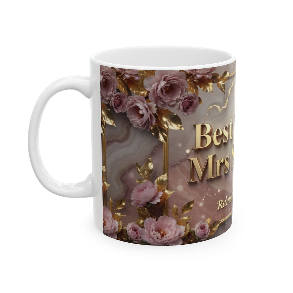 Best Teacher Mrs Santiago Mug | Floral Marble Personalized Ceramic