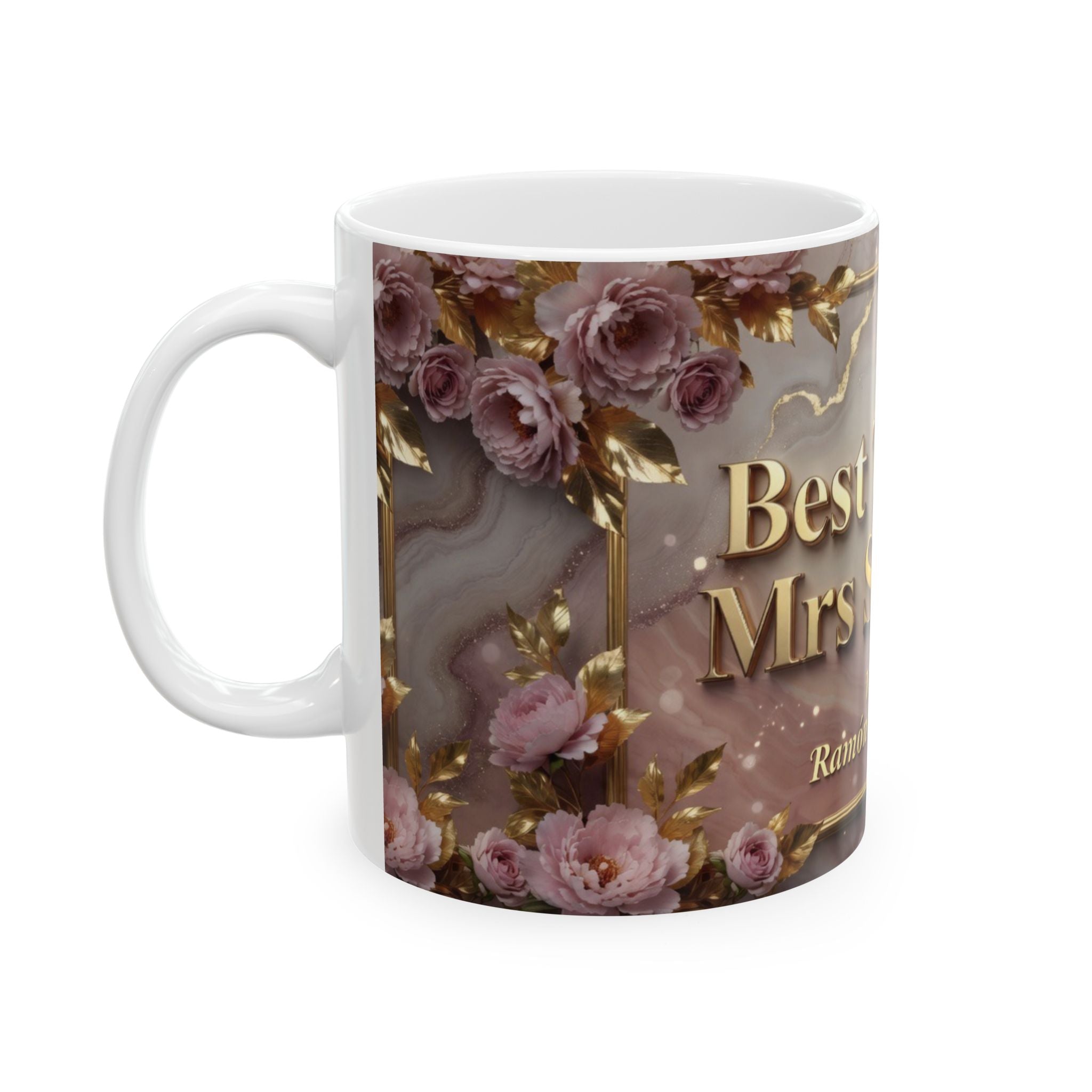 Best Teacher Mrs Santiago Mug | Floral Marble Personalized Ceramic
