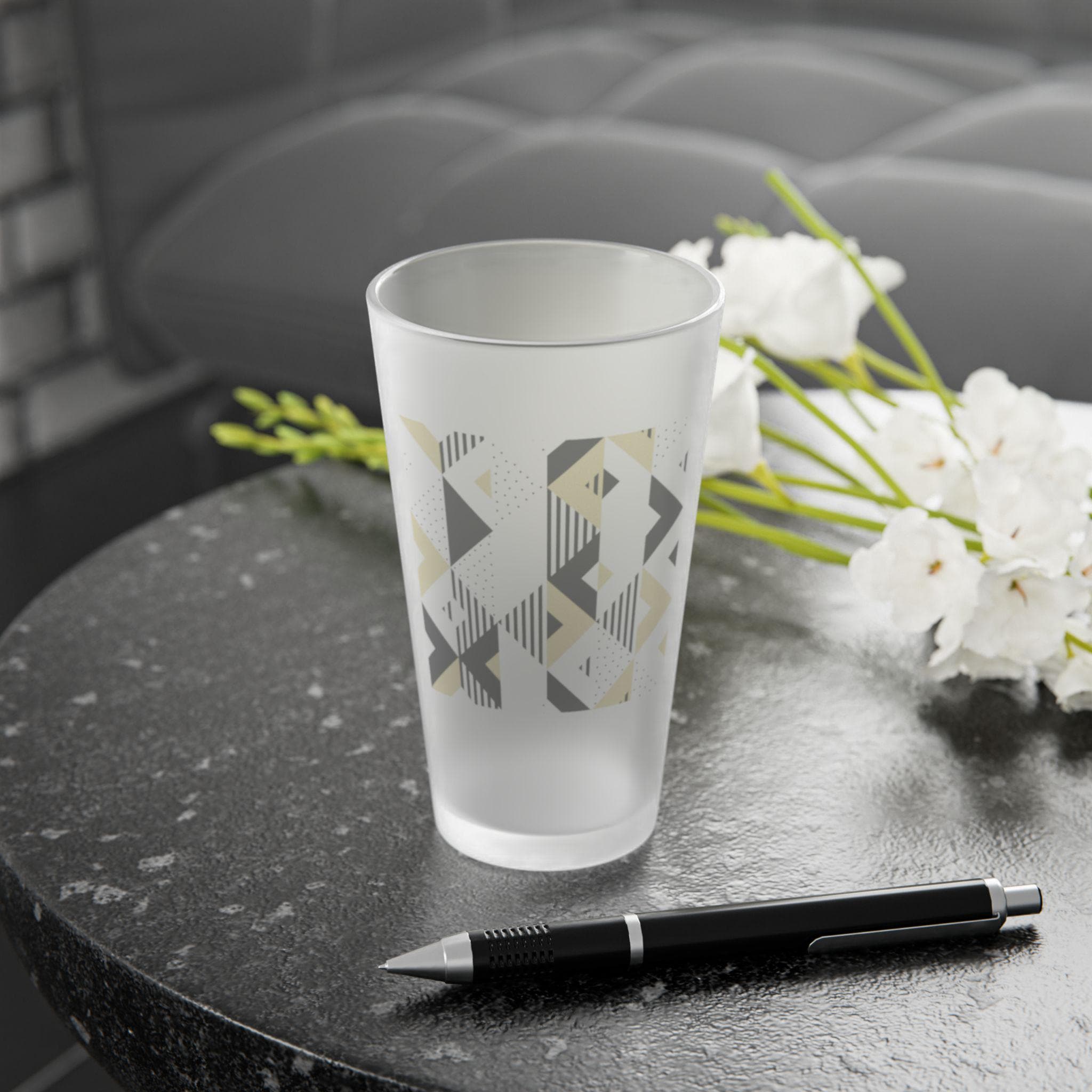 Vaso de Pinta Esmerilado 16oz - Frosted Glass Sleek Design, Vaso de Cerveza Mate, Cristalería Minimalista de Lujo