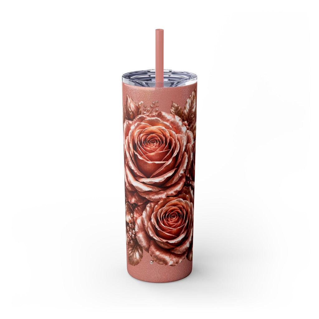Skinny Tumbler — Monochrome Rose Garden 20oz Straw Tumbler