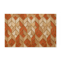 Geometric Terracotta Washable Rug — Retro Chevron Pattern