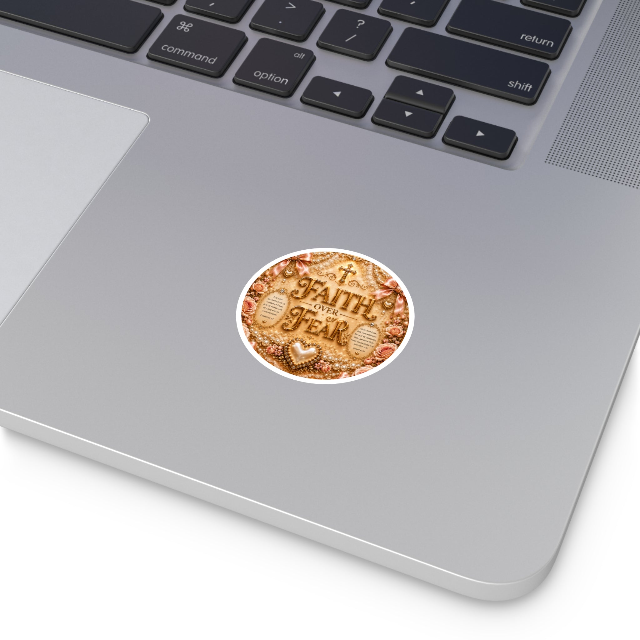 Faith Over Fear Round Sticker — Inspirational Christian Decorative Vinyl