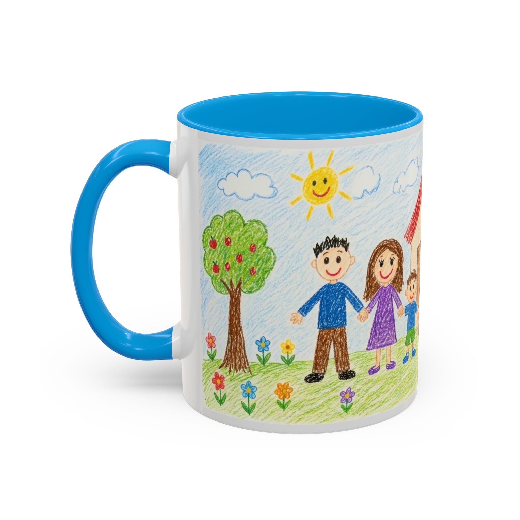 Crayon Family Home Drawing Mug | Colorful Ceramic Coffee Cup