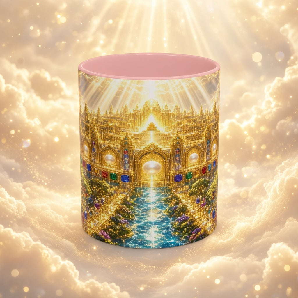Heavenly City Christian Coffee Mug — Golden Celestial Paradise Design (11/15oz)
