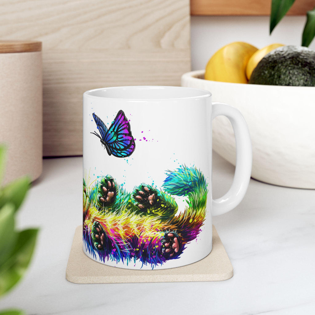 Taza de Gato Colorida y Psicodélica - Regalo Whimsical para Cat Lovers, Mug de Cerámica Estética de Gatos, Regalo para Dueños de Gatos