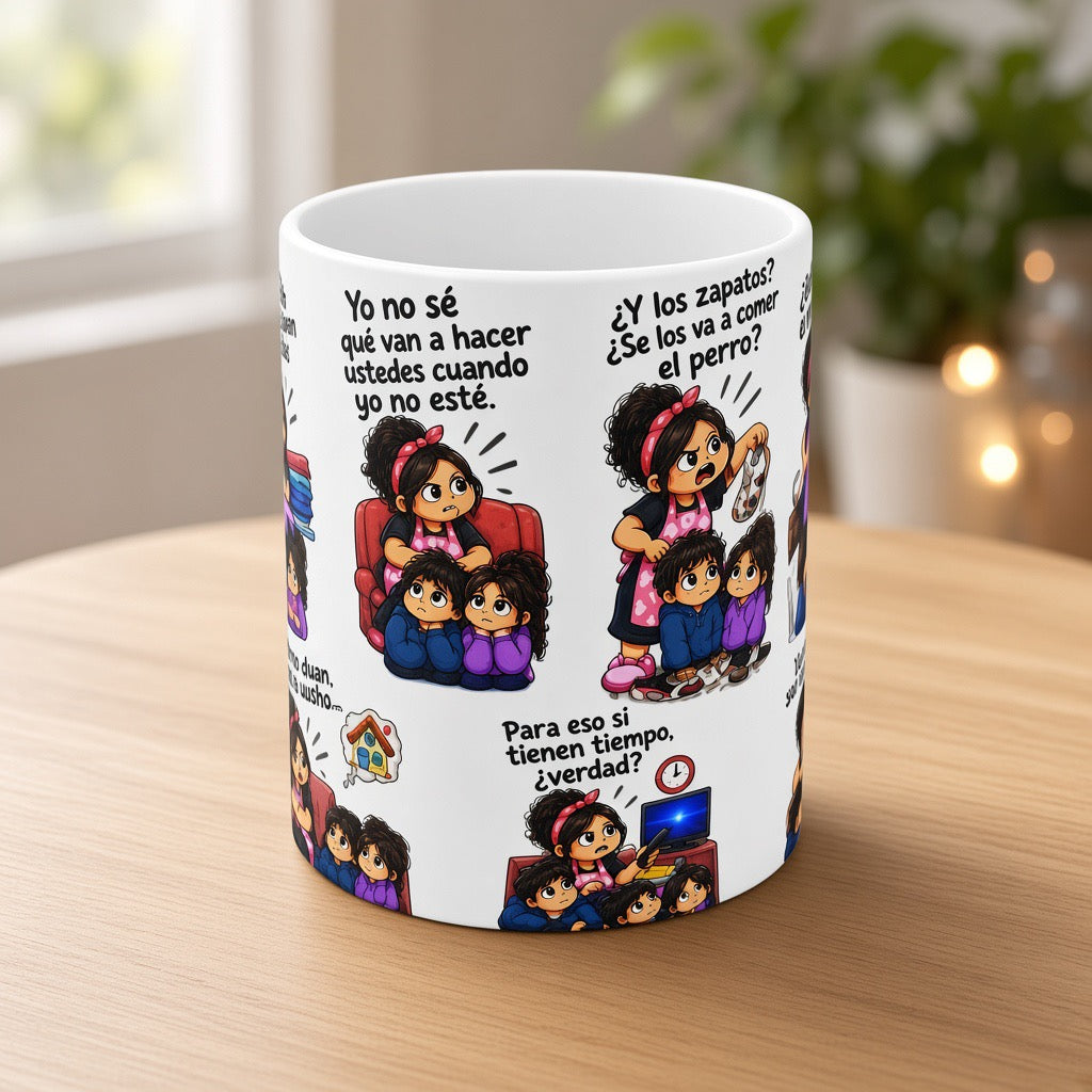 Mami Latina Meme Mug – Spanish Mom Life Comic Strip Coffee Cup 11 oz | Funny Gift for Mom