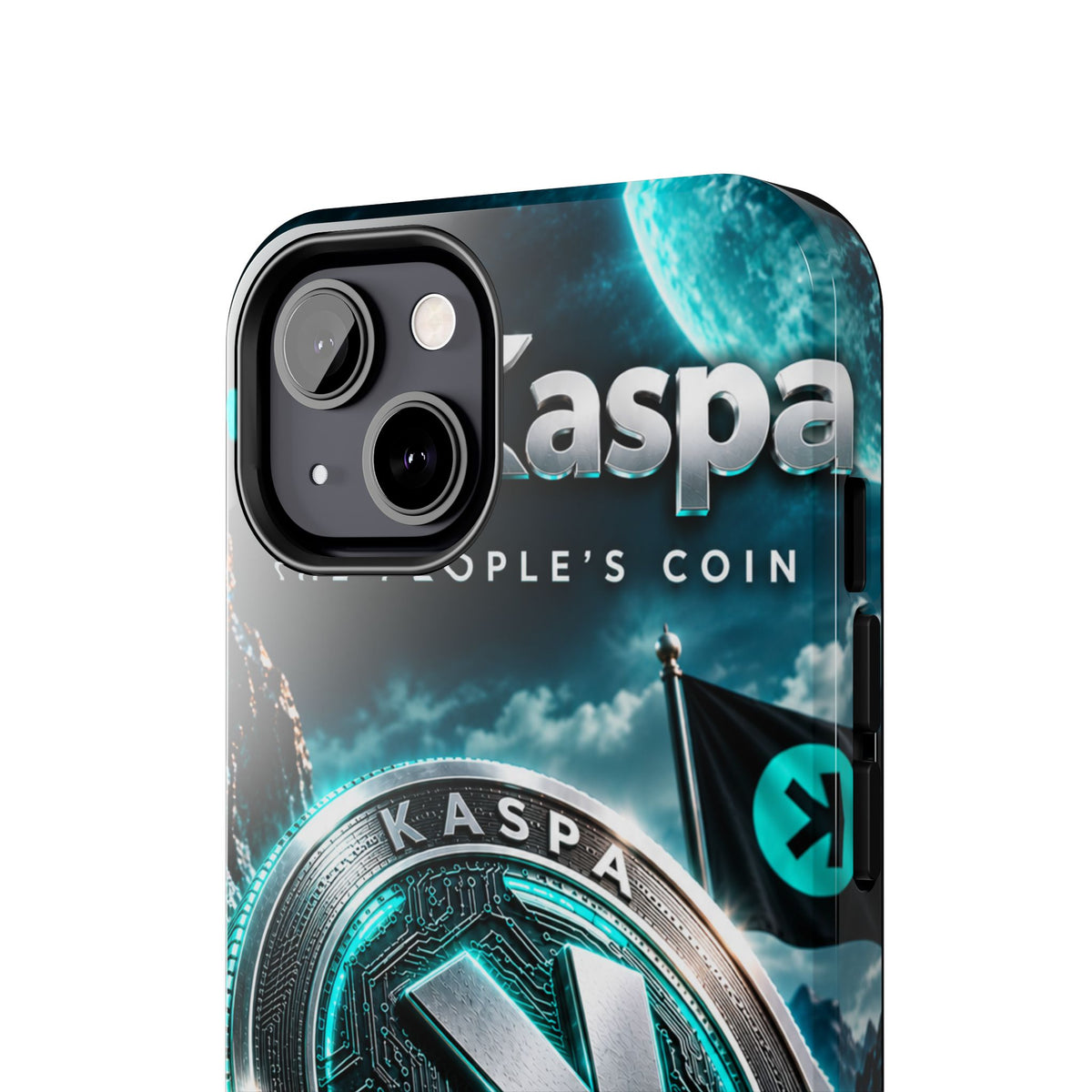 Kaspa Coin Tough Phone Case – Teal Crypto Logo Protective Cover