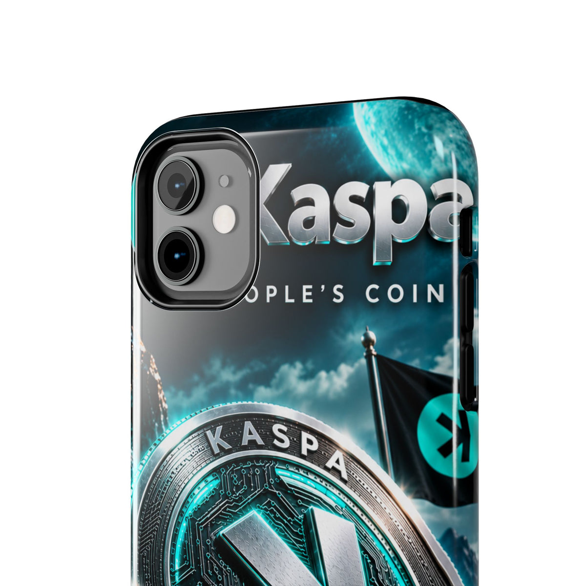 Kaspa Coin Tough Phone Case – Teal Crypto Logo Protective Cover