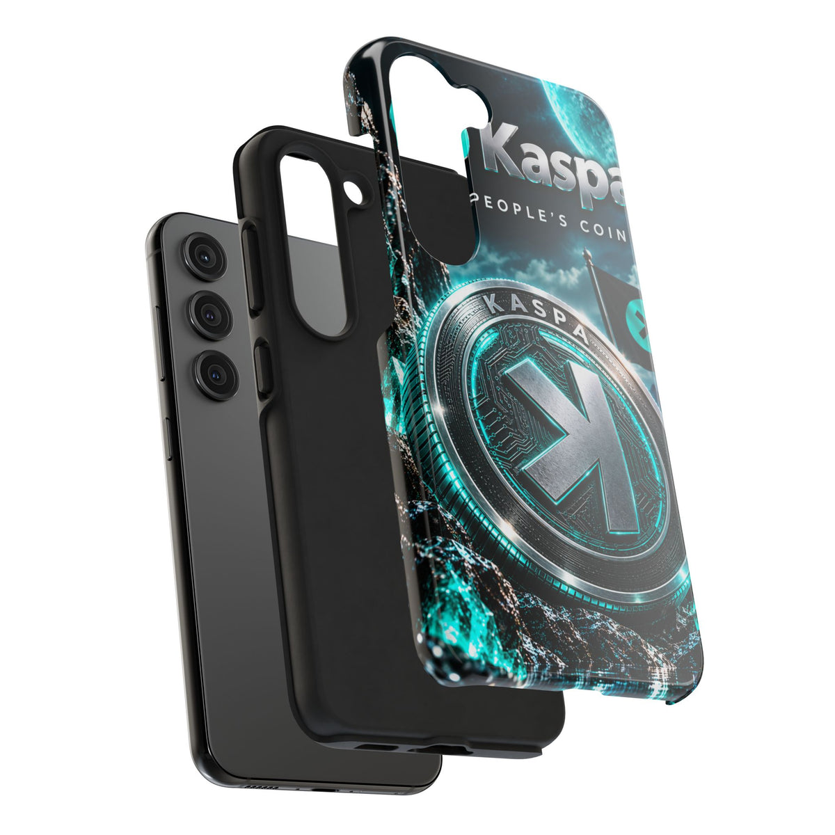 Kaspa Coin Tough Phone Case – Teal Crypto Logo Protective Cover