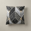 Geometric Marble Outdoor Pillow — Gray Stone Mosaic Accent Cushion
