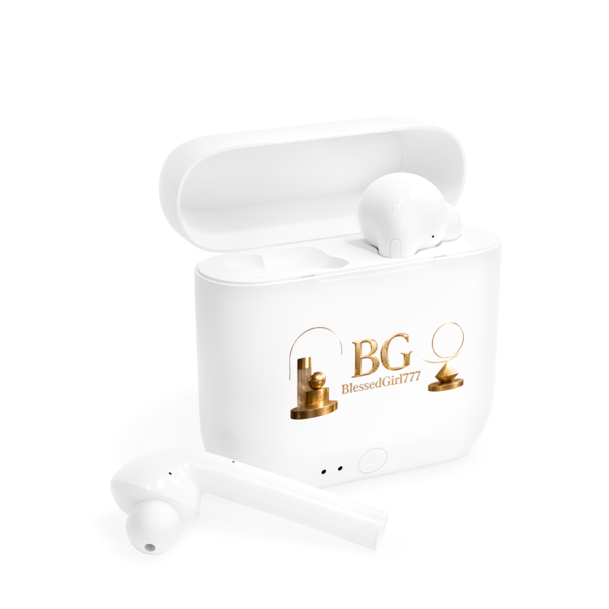 Wireless Earbuds — BlessedGirl777 Gold Accent Charging Case