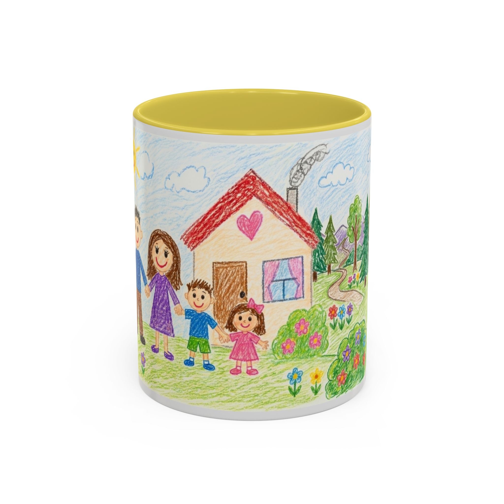 Crayon Family Home Drawing Mug | Colorful Ceramic Coffee Cup
