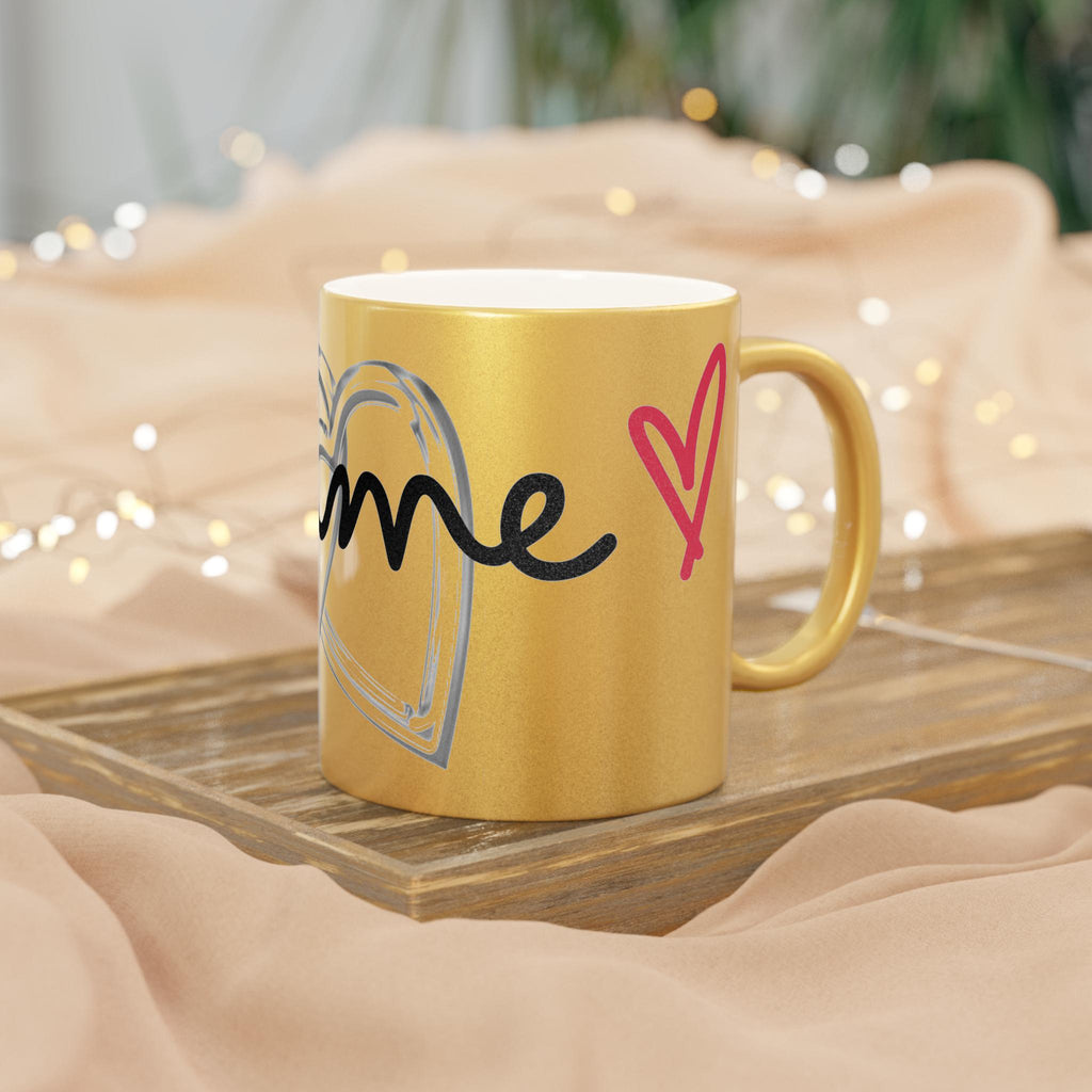Rose Gold Metallic Heart Mug | Luxury Romantic Gift for Valentine's Day, Anniversary & Wedding, Elegant Coffee Cup