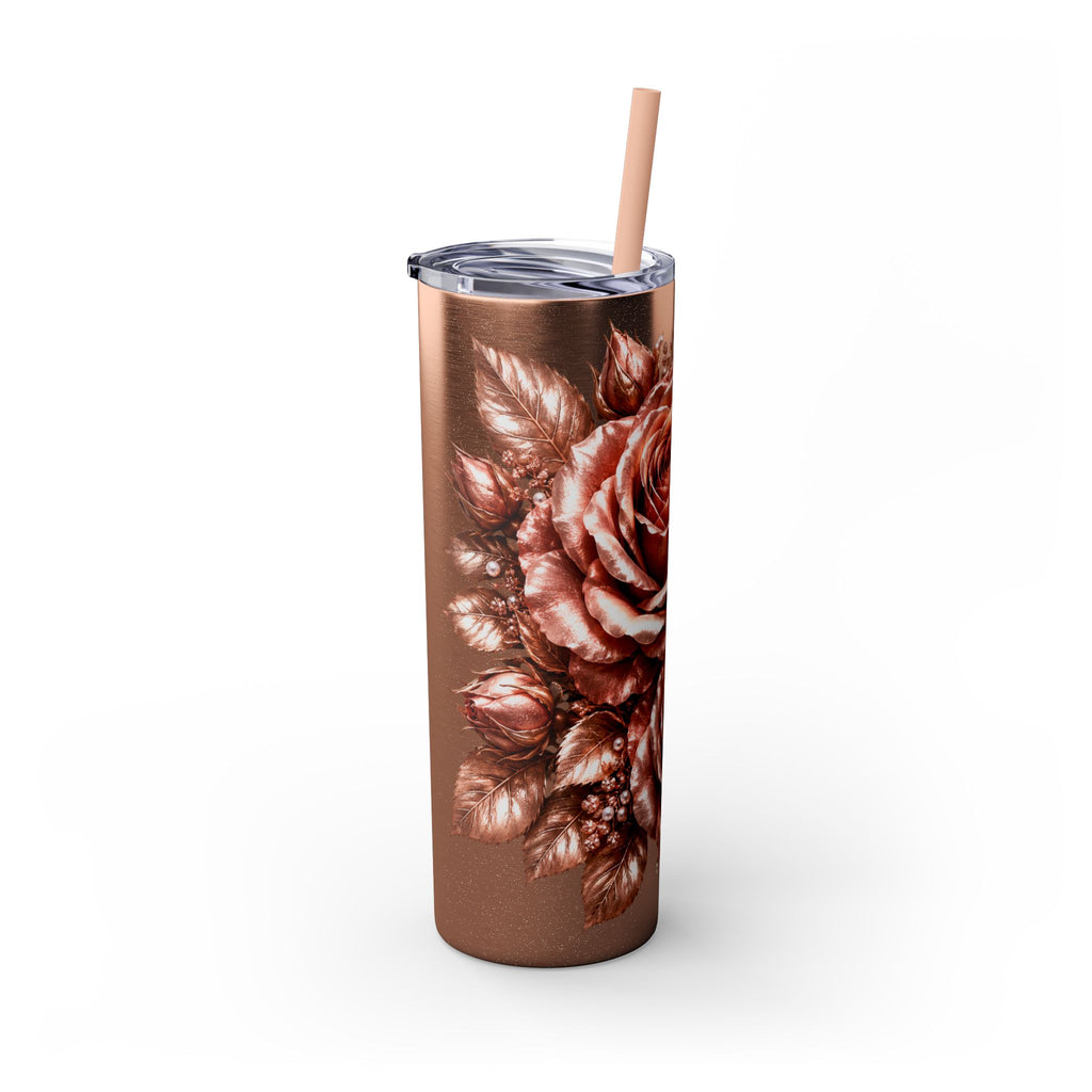 Skinny Tumbler — Monochrome Rose Garden 20oz Straw Tumbler