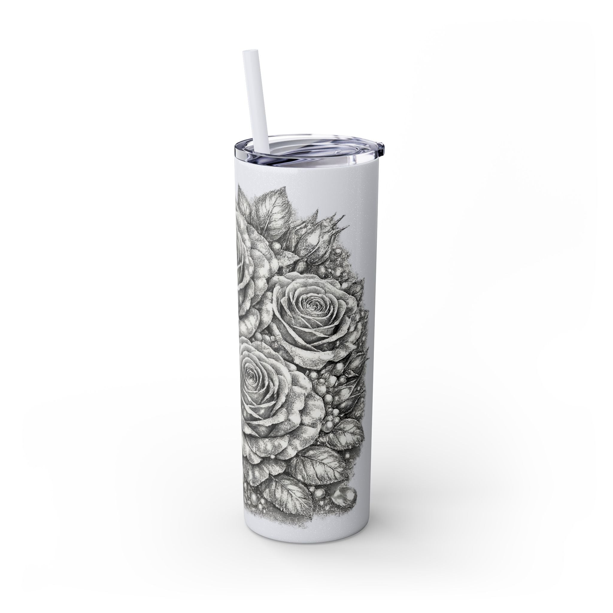 Skinny Tumbler — Monochrome Rose Garden 20oz Straw Tumbler
