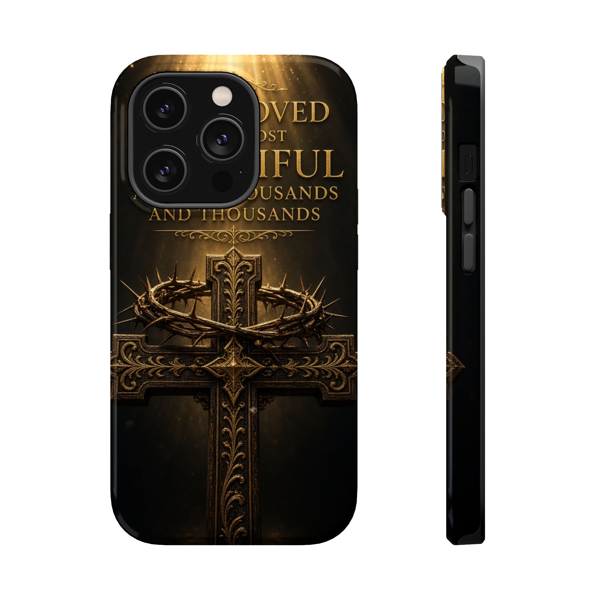 Magnetic Impact-Resistant Phone Case — "Most Beautiful" Cross with Crown of Thorns