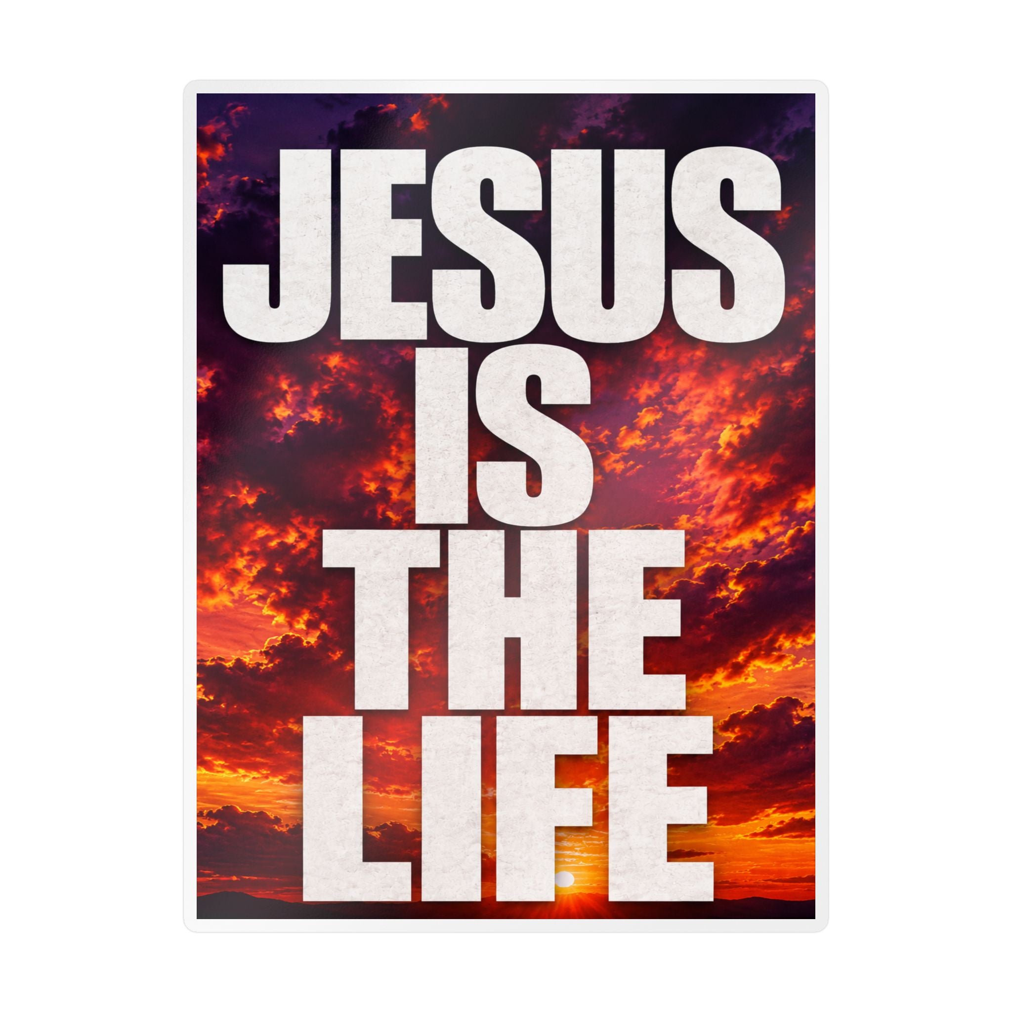 Jesus Is the Life Vinyl Decal — Sunset Color Christian Sticker (Kiss-Cut)