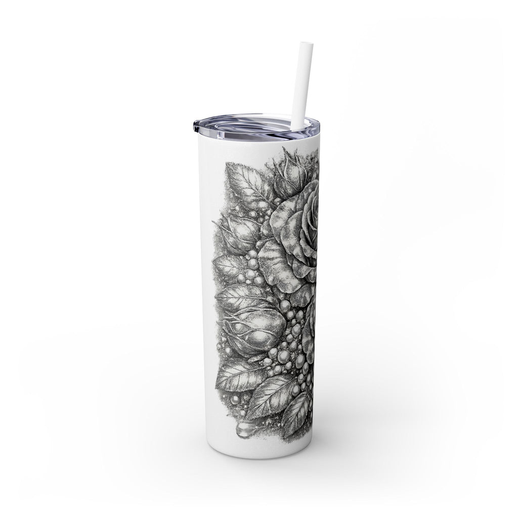 Skinny Tumbler — Monochrome Rose Garden 20oz Straw Tumbler