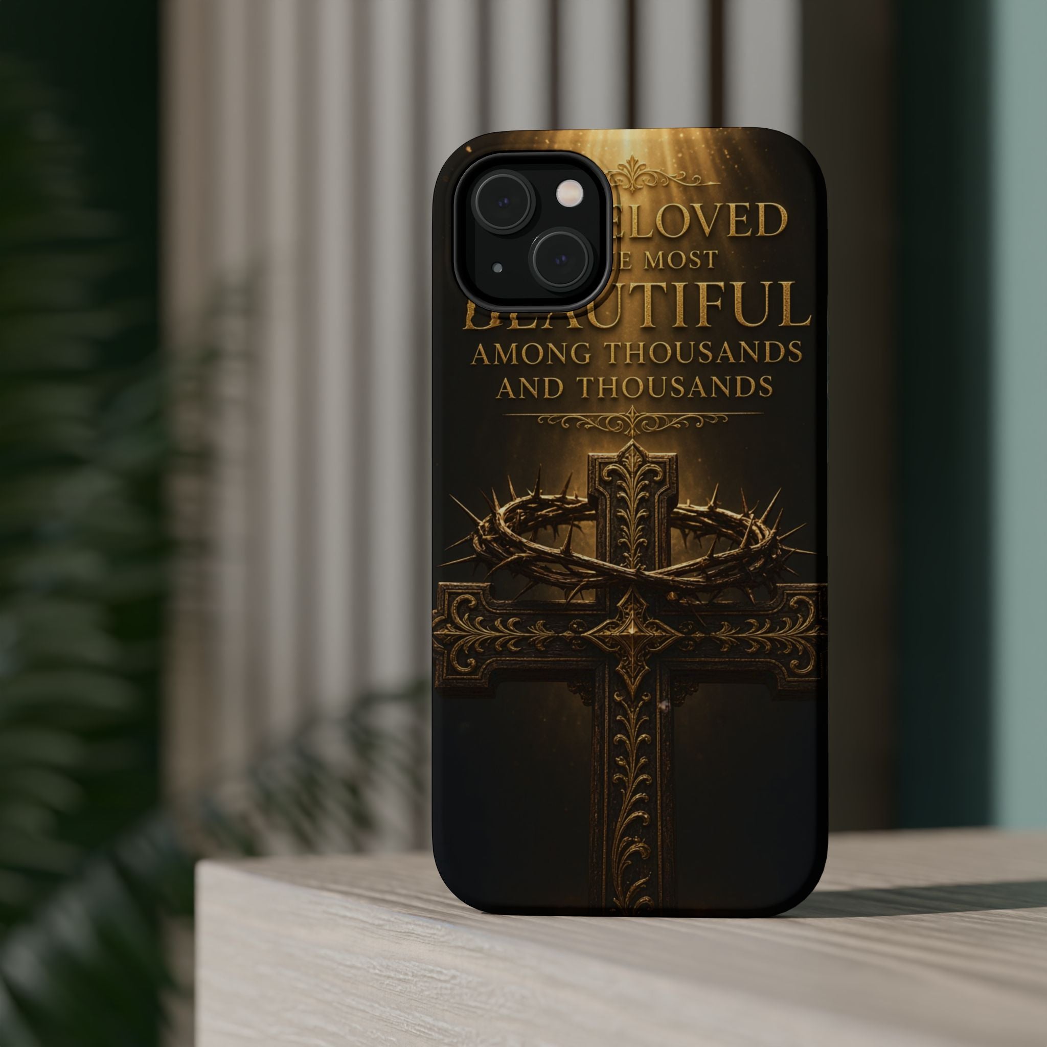 Magnetic Impact-Resistant Phone Case — "Most Beautiful" Cross with Crown of Thorns