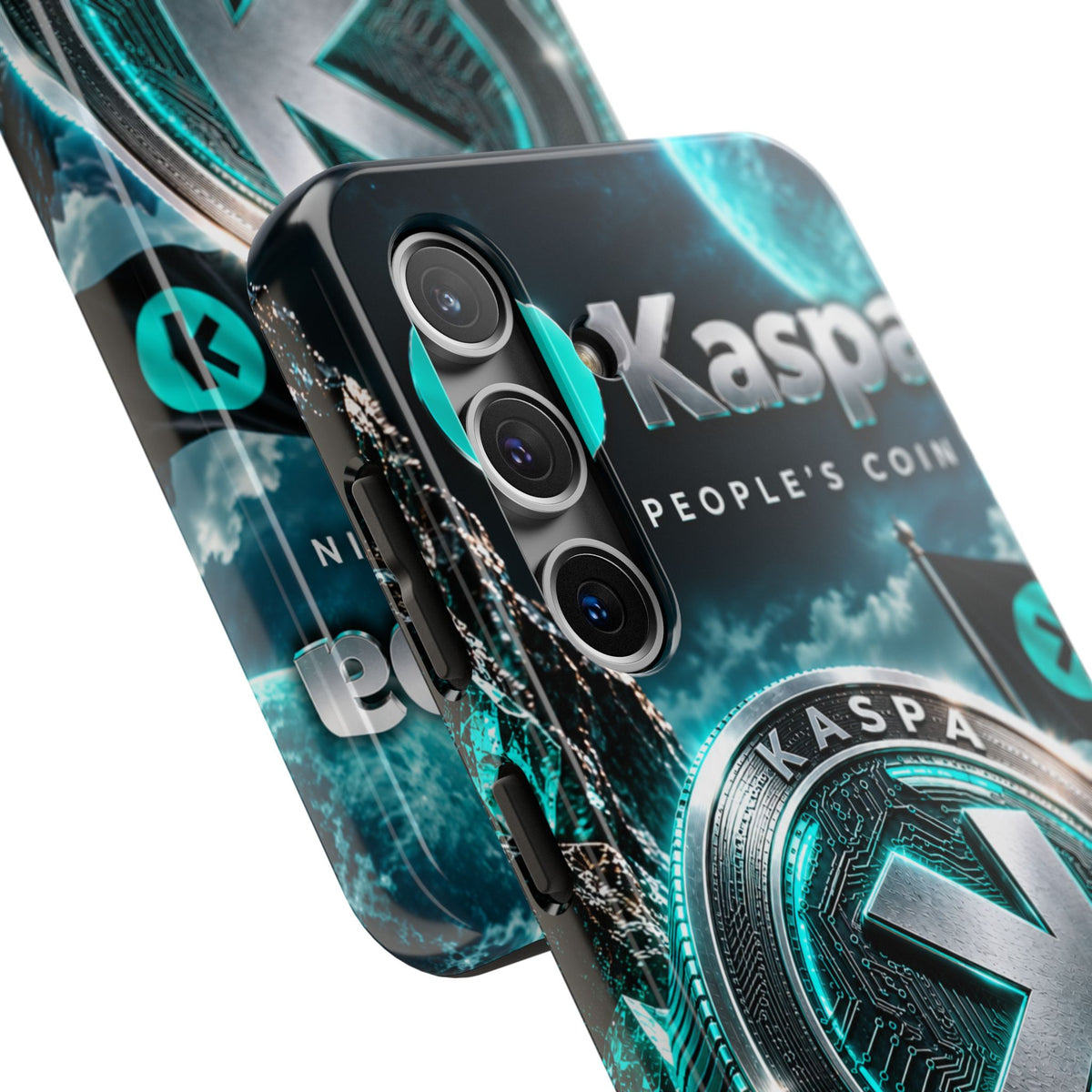 Kaspa Coin Tough Phone Case – Teal Crypto Logo Protective Cover
