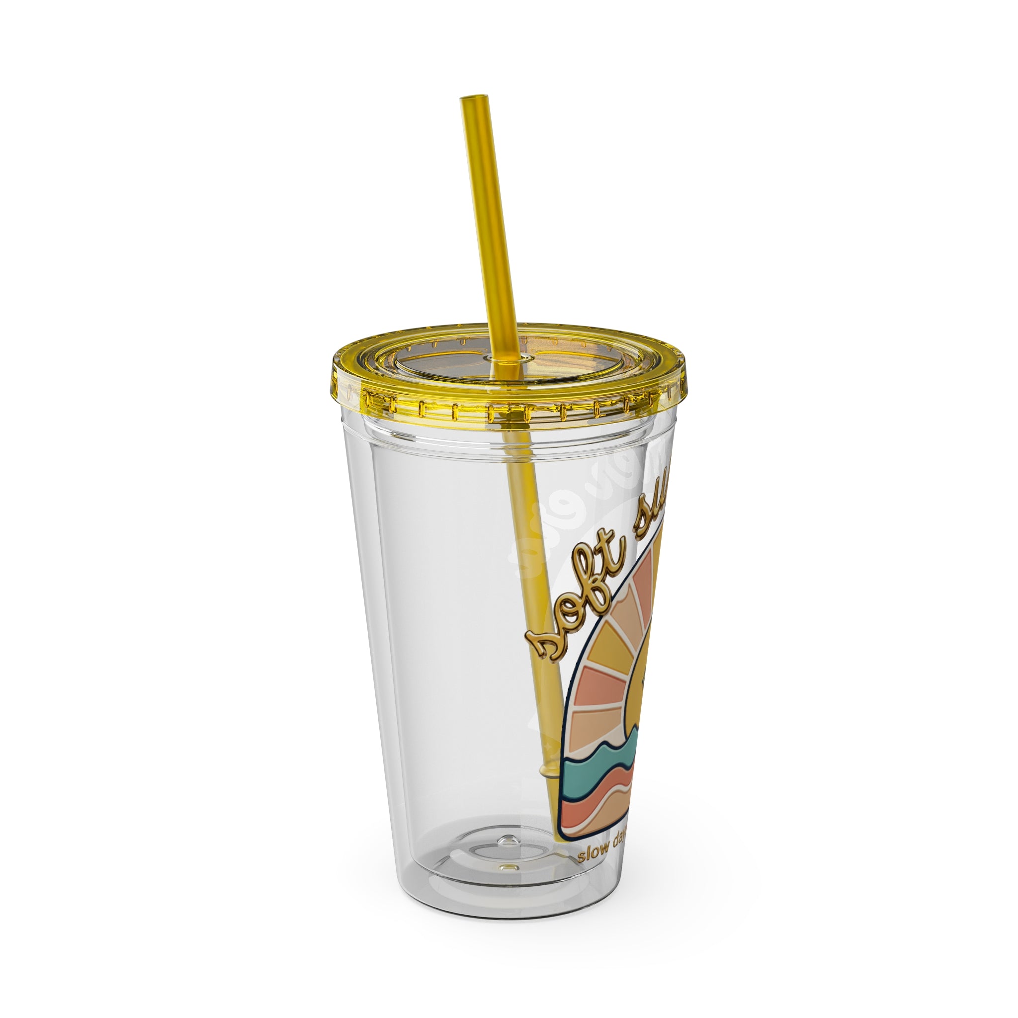 Soft Summer sunset beach drink illustration Tumbler