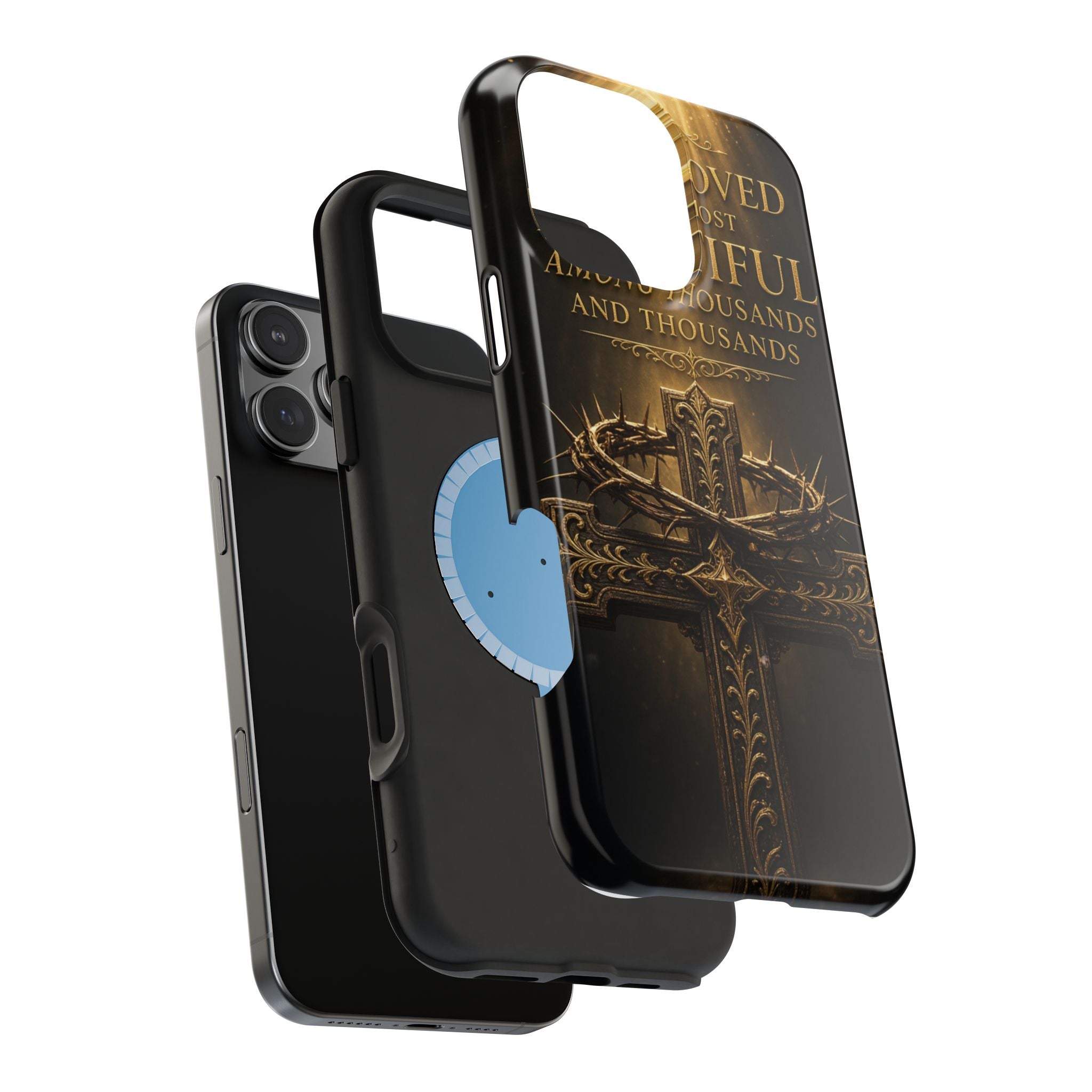 Magnetic Impact-Resistant Phone Case — "Most Beautiful" Cross with Crown of Thorns