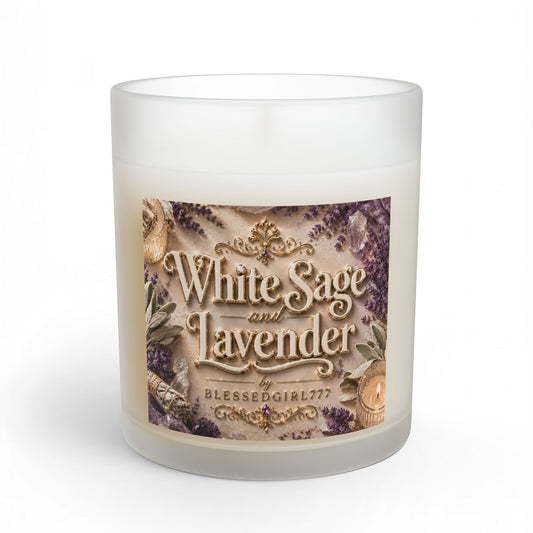 White Sage & Lavender Glass Candle — 11oz Aromatherapy Soy Candle for Relaxation, Cleansing, Gift