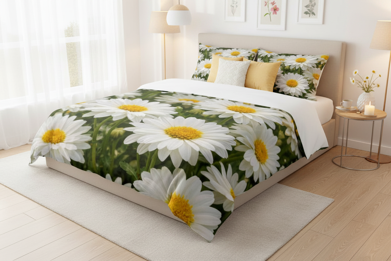 Daisy Field Cotton Bed Set – Floral Duvet Cover & Pillowcases