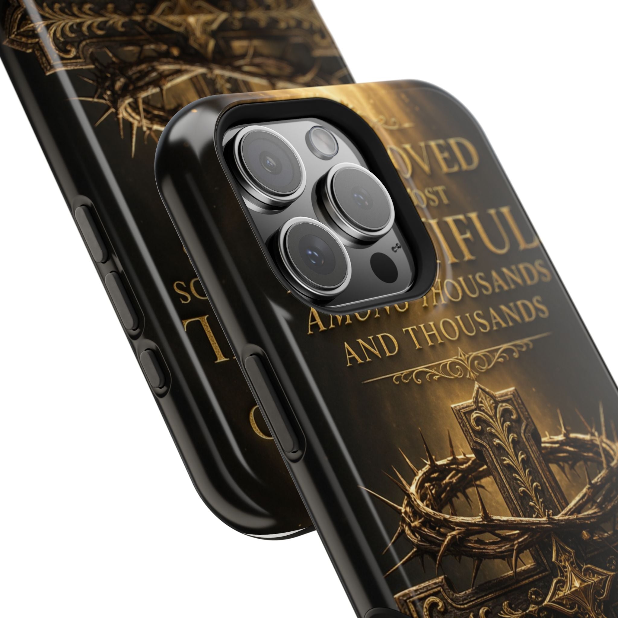 Magnetic Impact-Resistant Phone Case — "Most Beautiful" Cross with Crown of Thorns