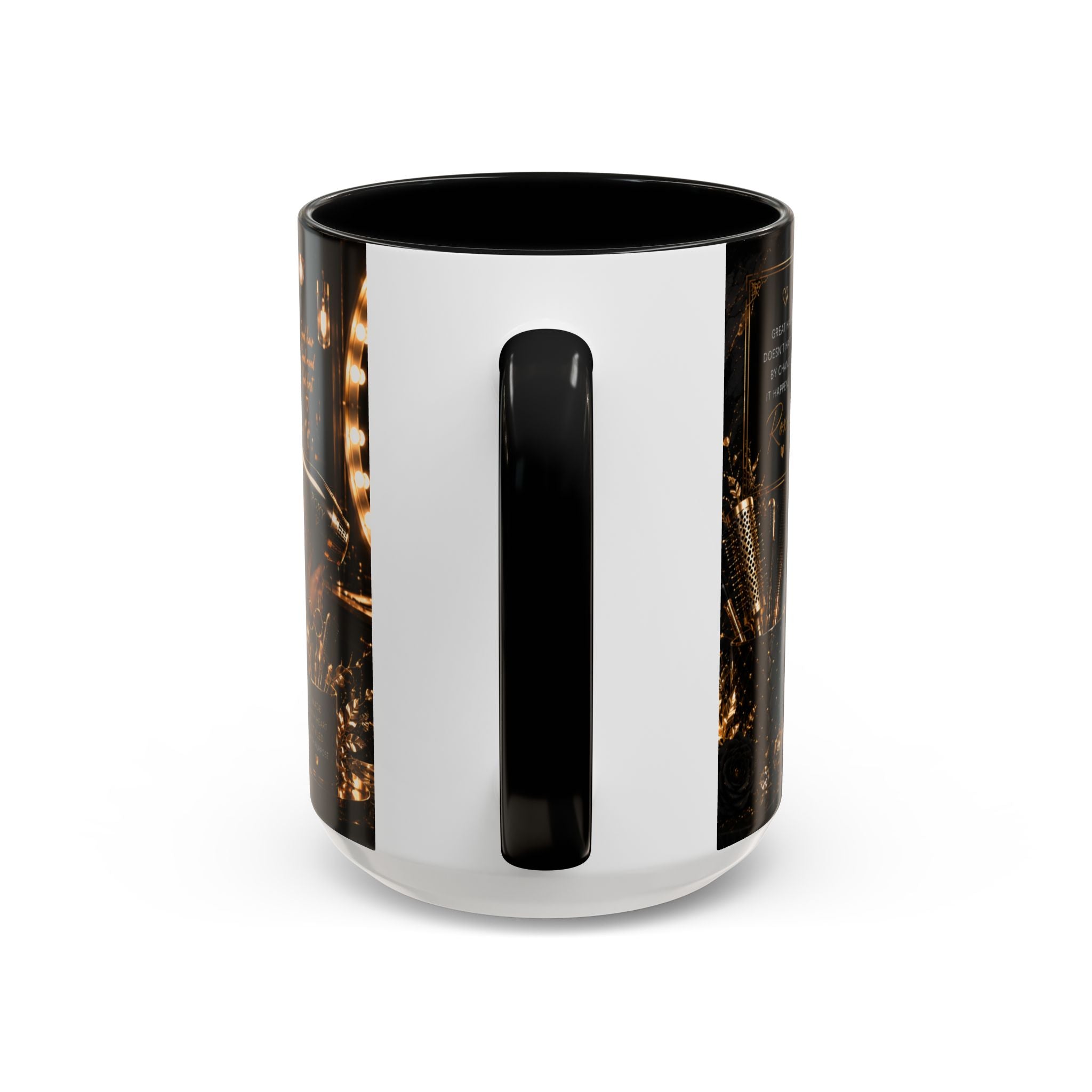 Personalized 'Roxy' Crown Coffee Mug — Elegant Black Gold Portrait Accent Mug (11/15oz)