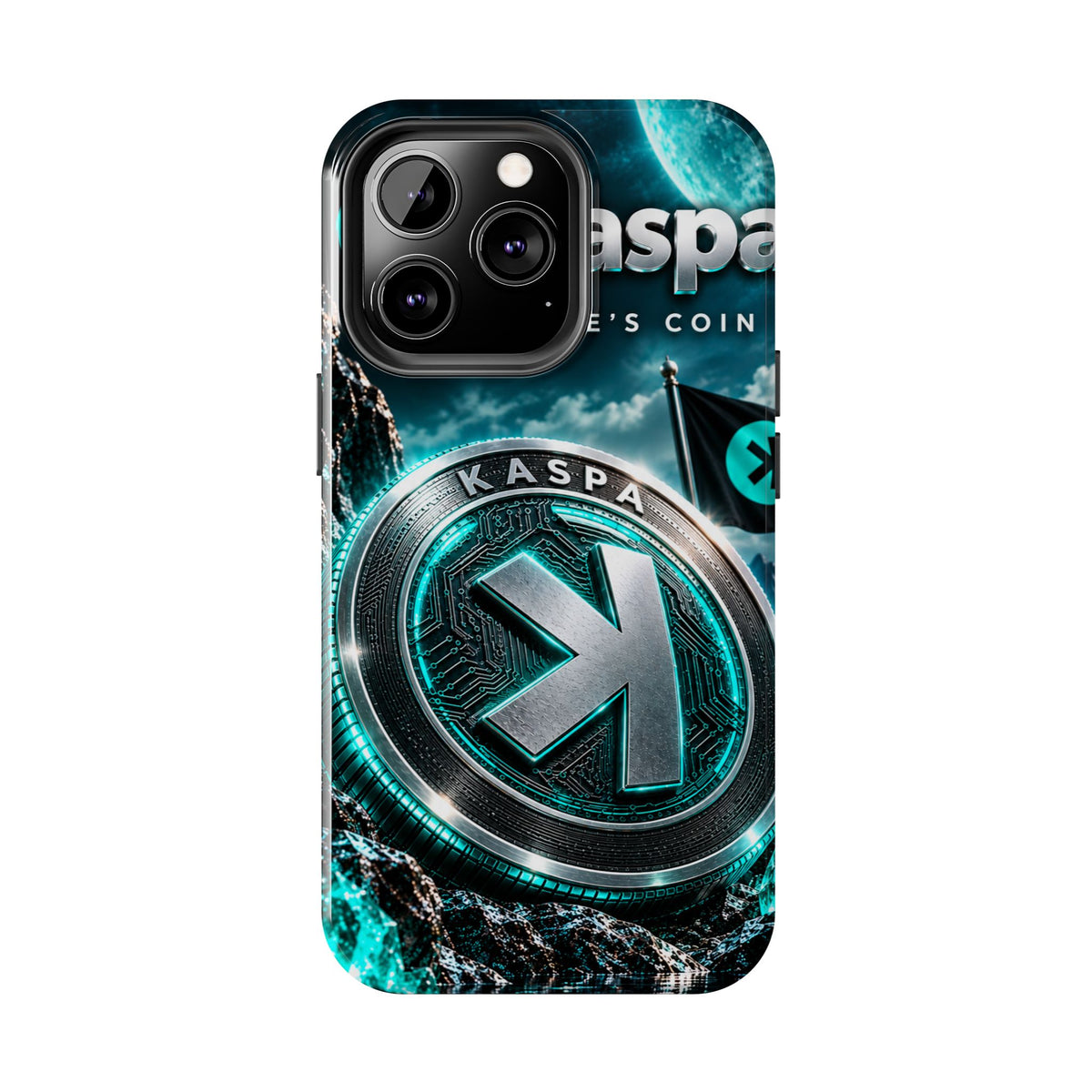 Kaspa Coin Tough Phone Case – Teal Crypto Logo Protective Cover