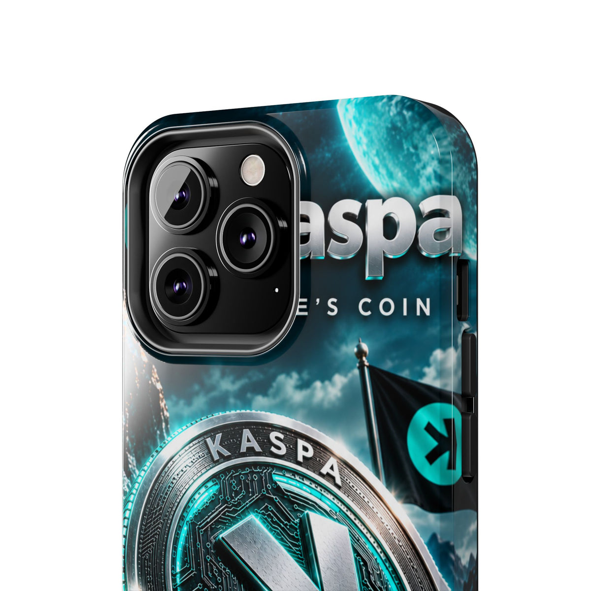 Kaspa Coin Tough Phone Case – Teal Crypto Logo Protective Cover