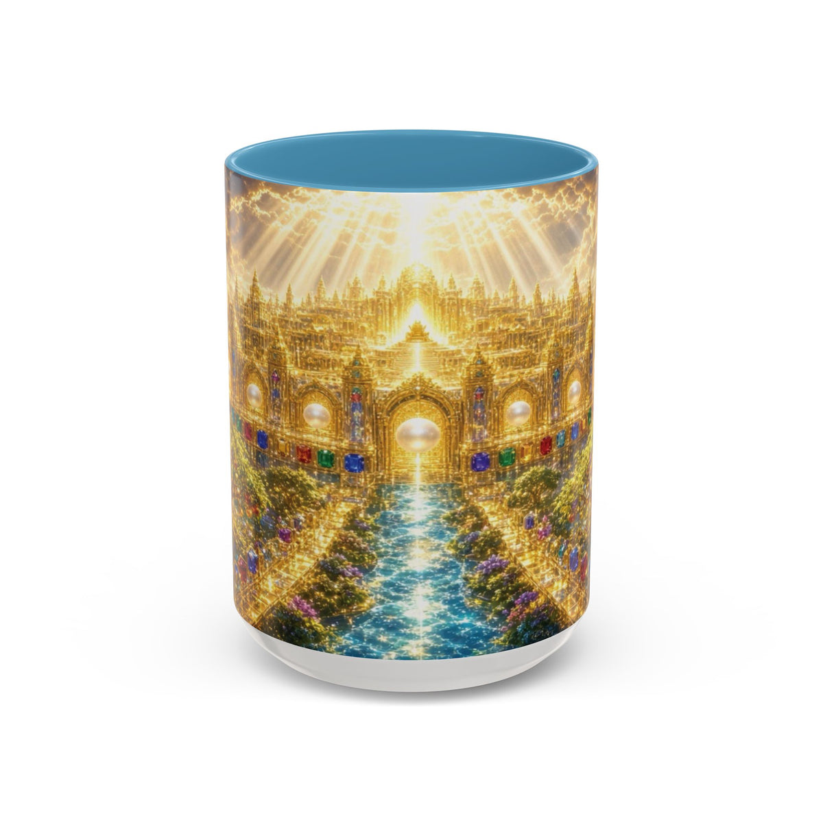 Heavenly City Christian Coffee Mug — Golden Celestial Paradise Design (11/15oz)