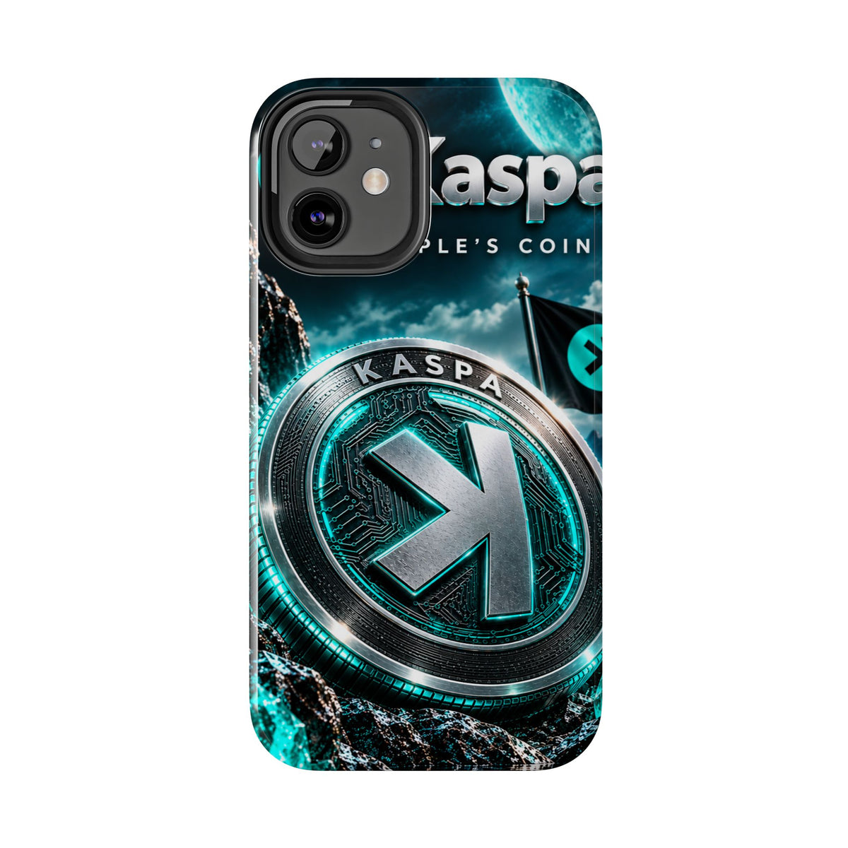 Kaspa Coin Tough Phone Case – Teal Crypto Logo Protective Cover
