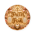 Faith Over Fear Round Sticker — Inspirational Christian Decorative Vinyl
