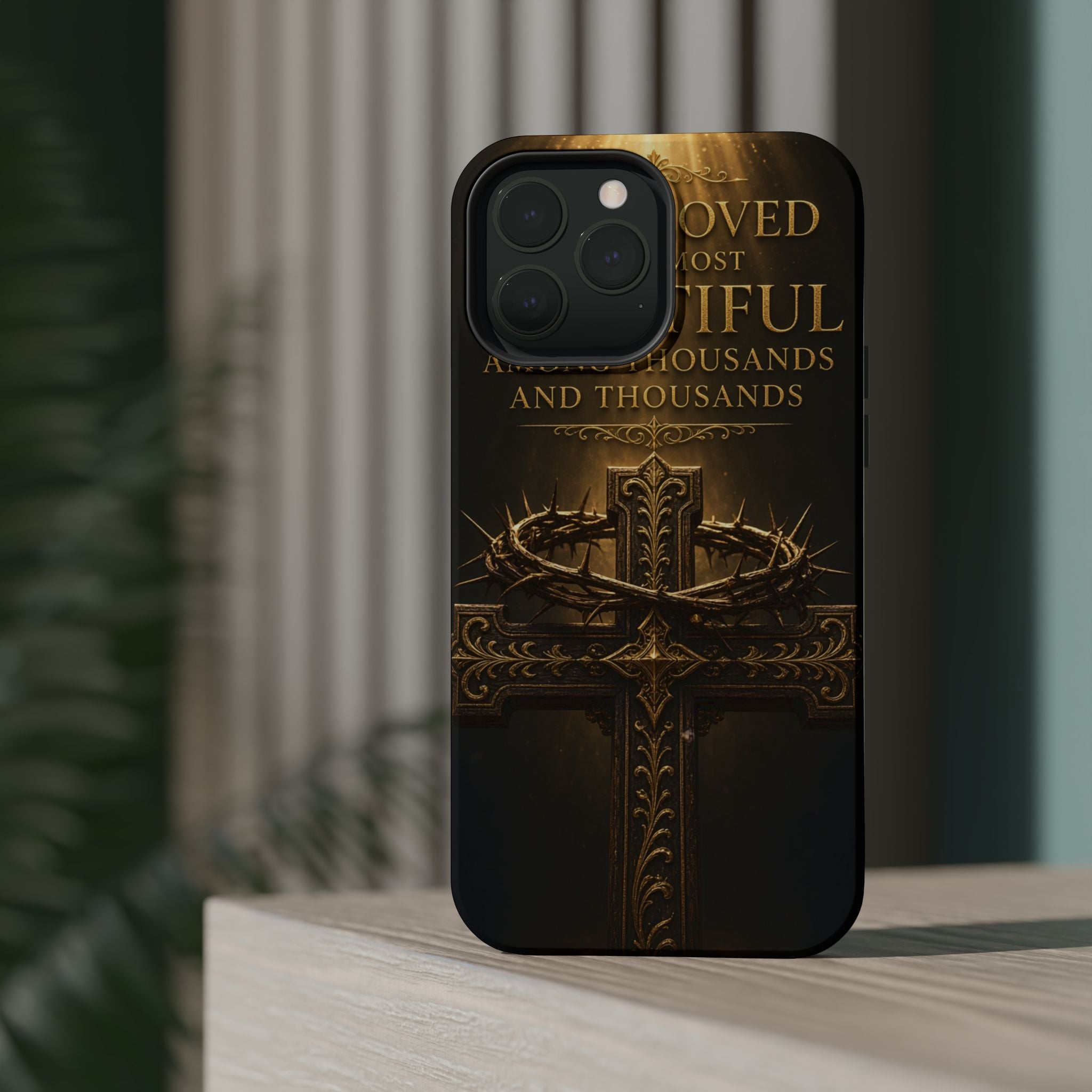Magnetic Impact-Resistant Phone Case — "Most Beautiful" Cross with Crown of Thorns