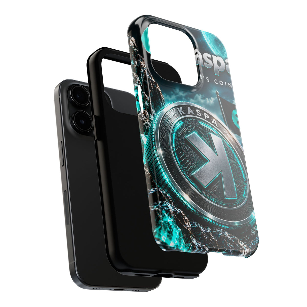 Kaspa Coin Tough Phone Case – Teal Crypto Logo Protective Cover