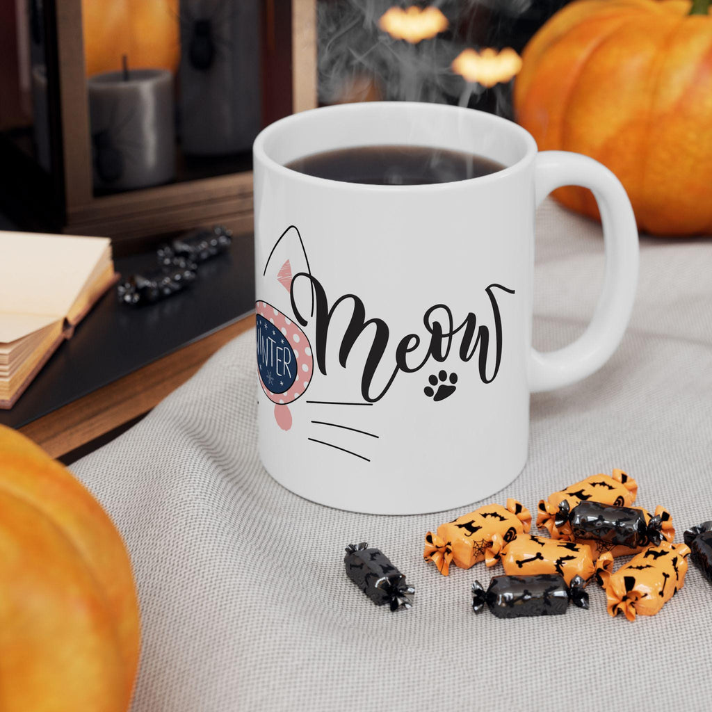 Whimsical Cat Mug | Cute Playful Cats Ceramic Coffee Cup, Kawaii Cat Lover Gift, Adorable Feline Design Mug for Her, Pastel Cat Aesthetic