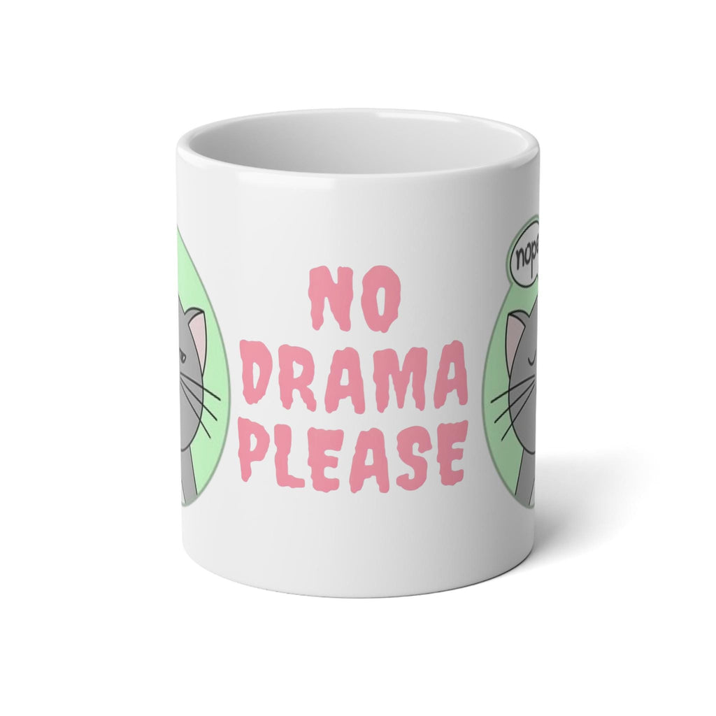 No Drama Please Cat Coffee Mug | Funny Sarcastic Cat Gift, Office Humor Mug for Cat Lovers & Coworkers