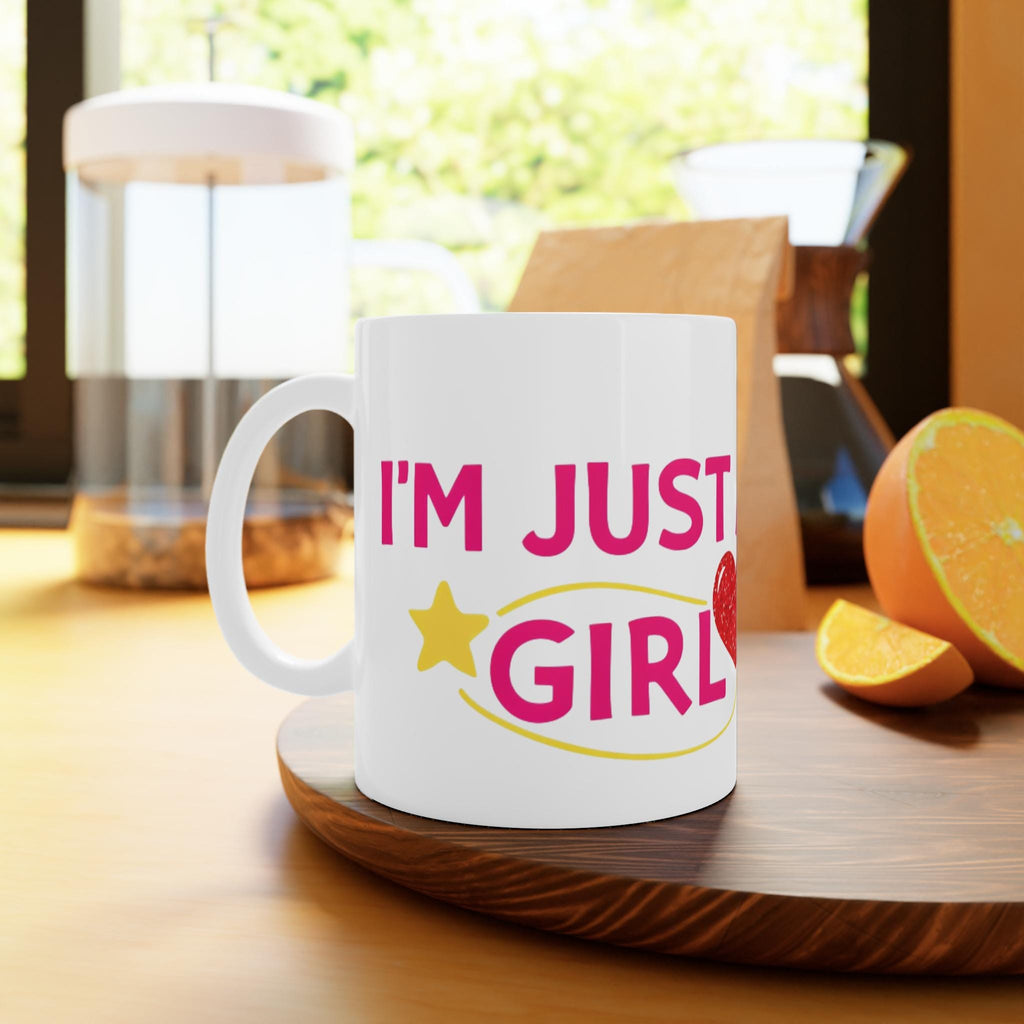 Just a Girl Pink Coffee Mug | Cute Coquette Aesthetic Cup, Girly Gift for Her, Soft Girl Vibes, 11oz & 15oz