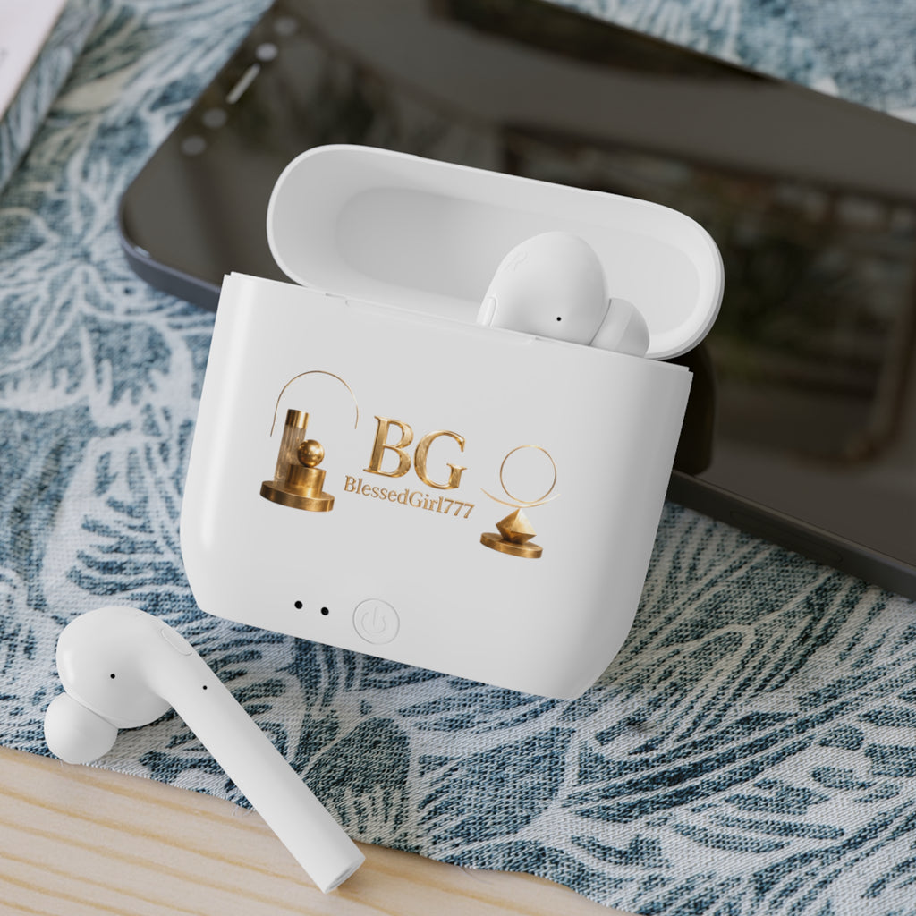 Wireless Earbuds — BlessedGirl777 Gold Accent Charging Case