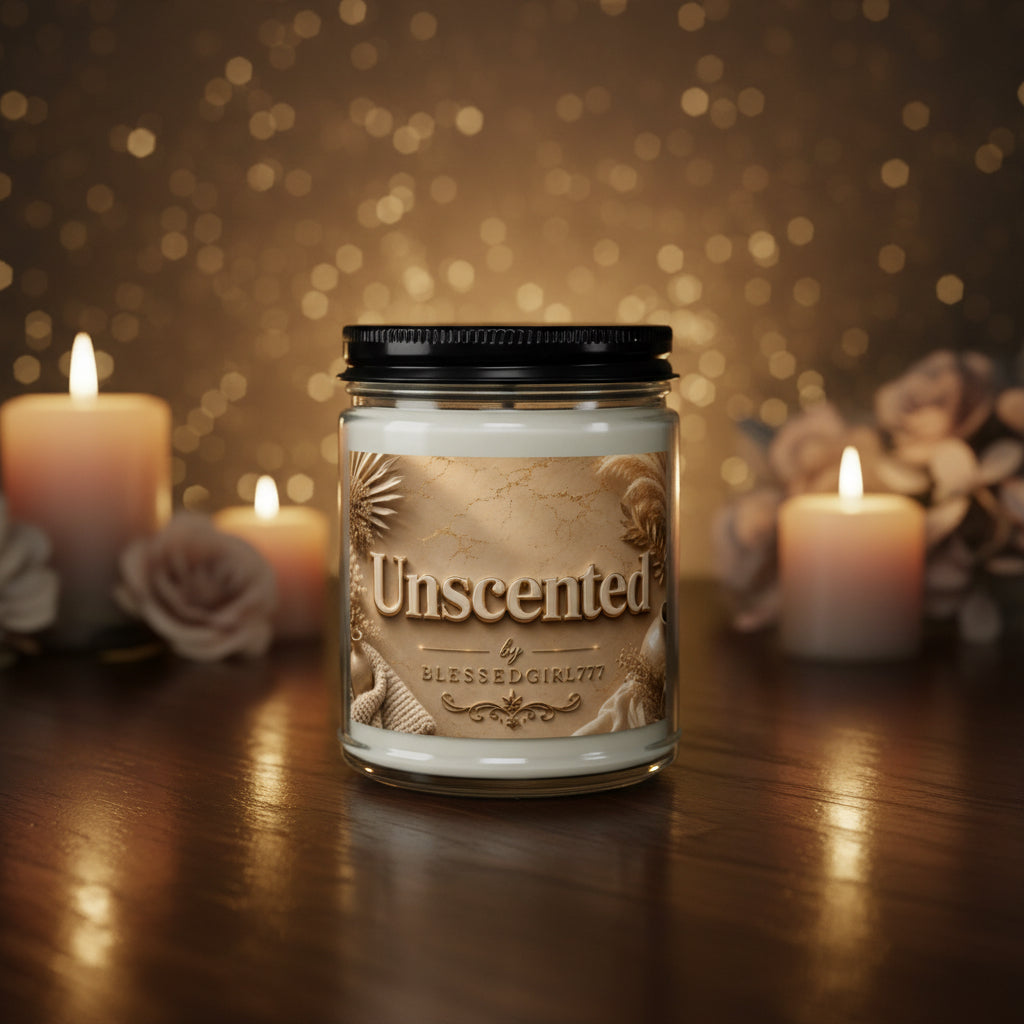 Unscented Soy Candle Jar — 4oz & 9oz Amber Glass with Black Lid