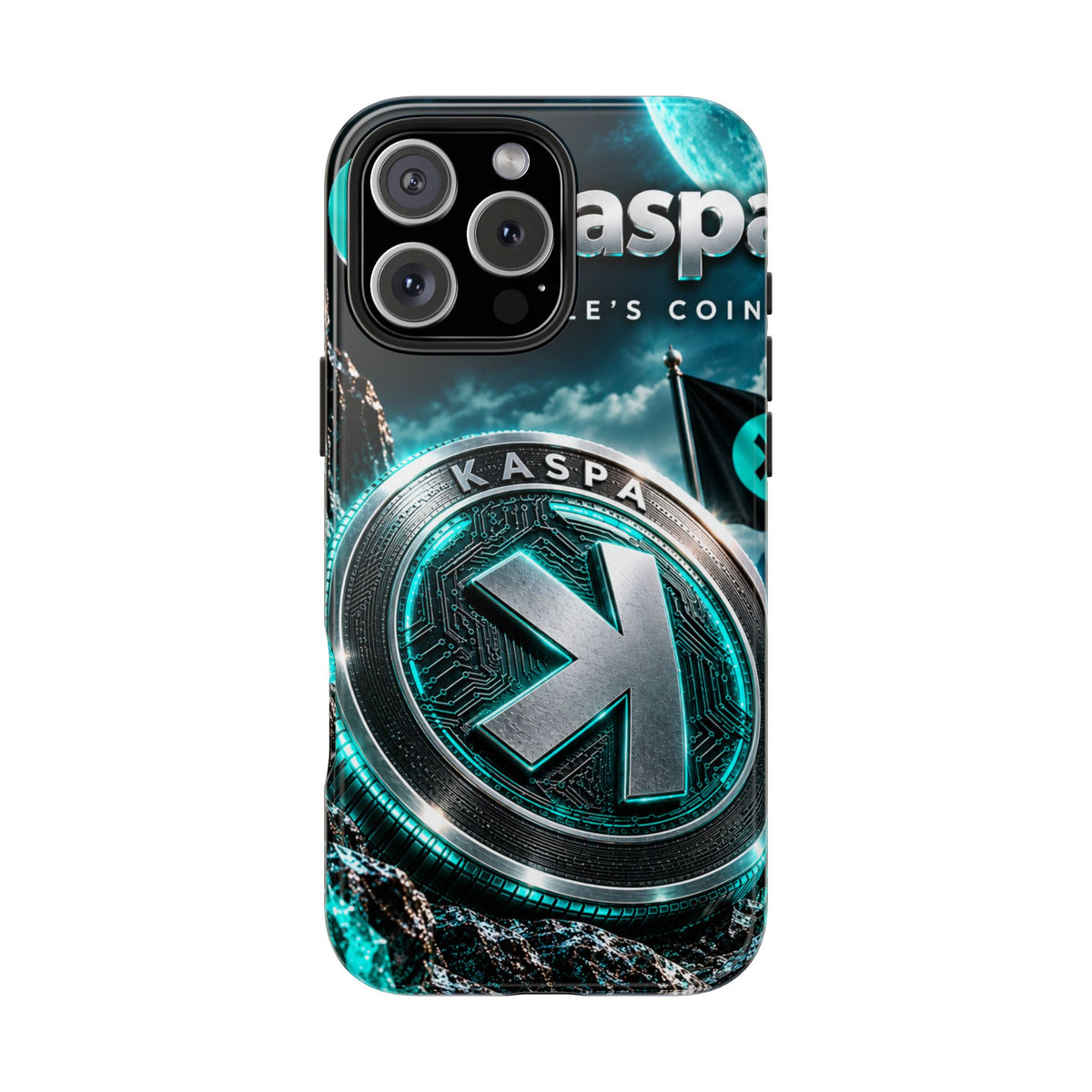 Kaspa Coin Tough Phone Case – Teal Crypto Logo Protective Cover