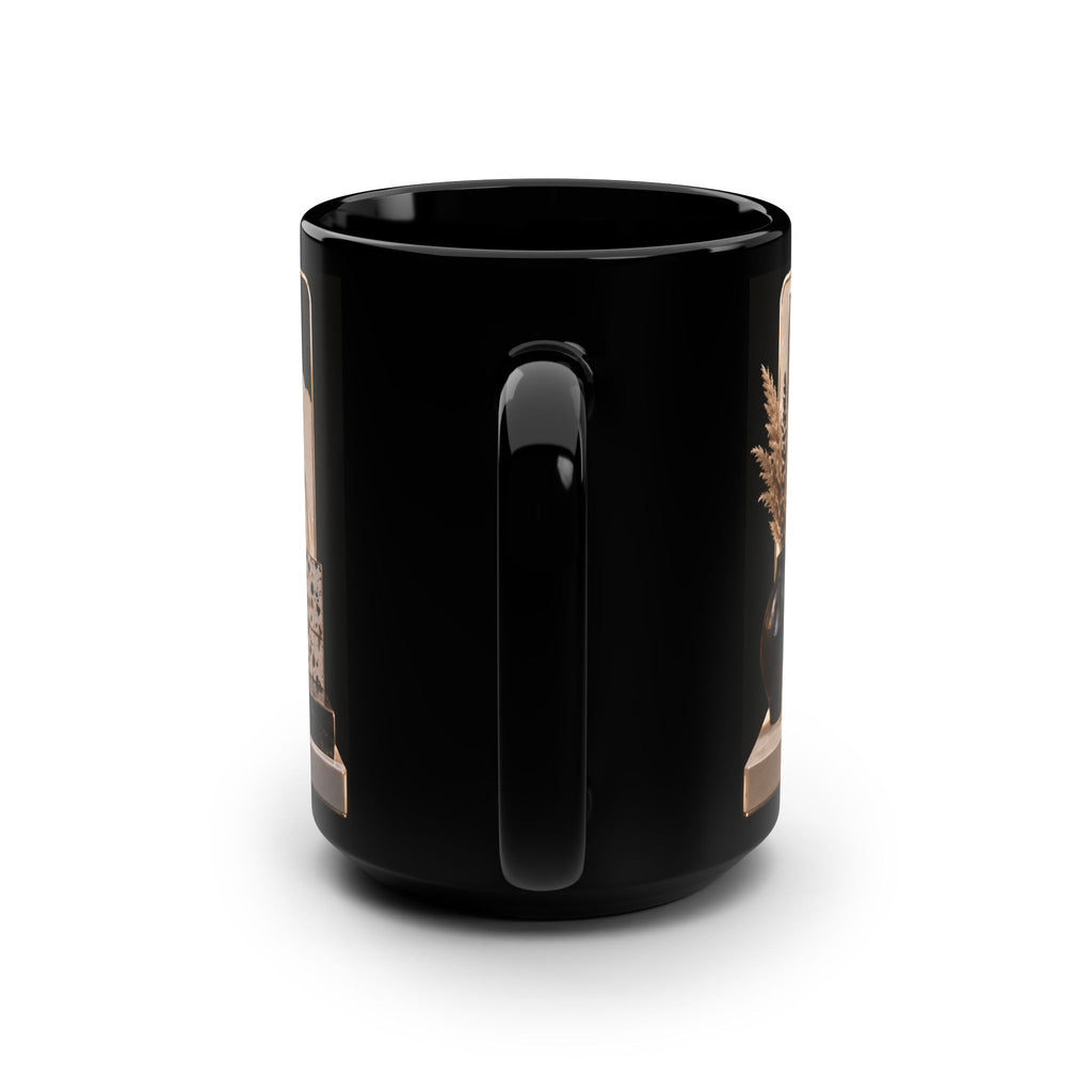 Personalized Black 15oz Mug — 'Rachel' Gold Monogram, Elegant Office Gift