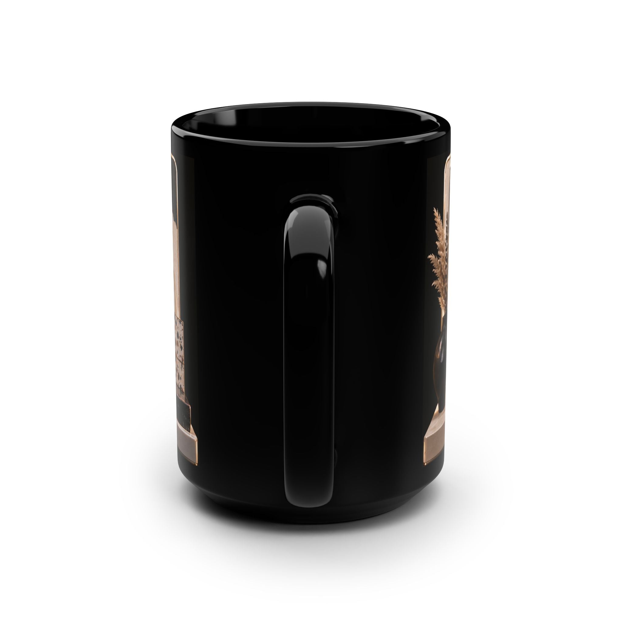 Personalized Black 15oz Mug — 'Rachel' Gold Monogram, Elegant Office Gift