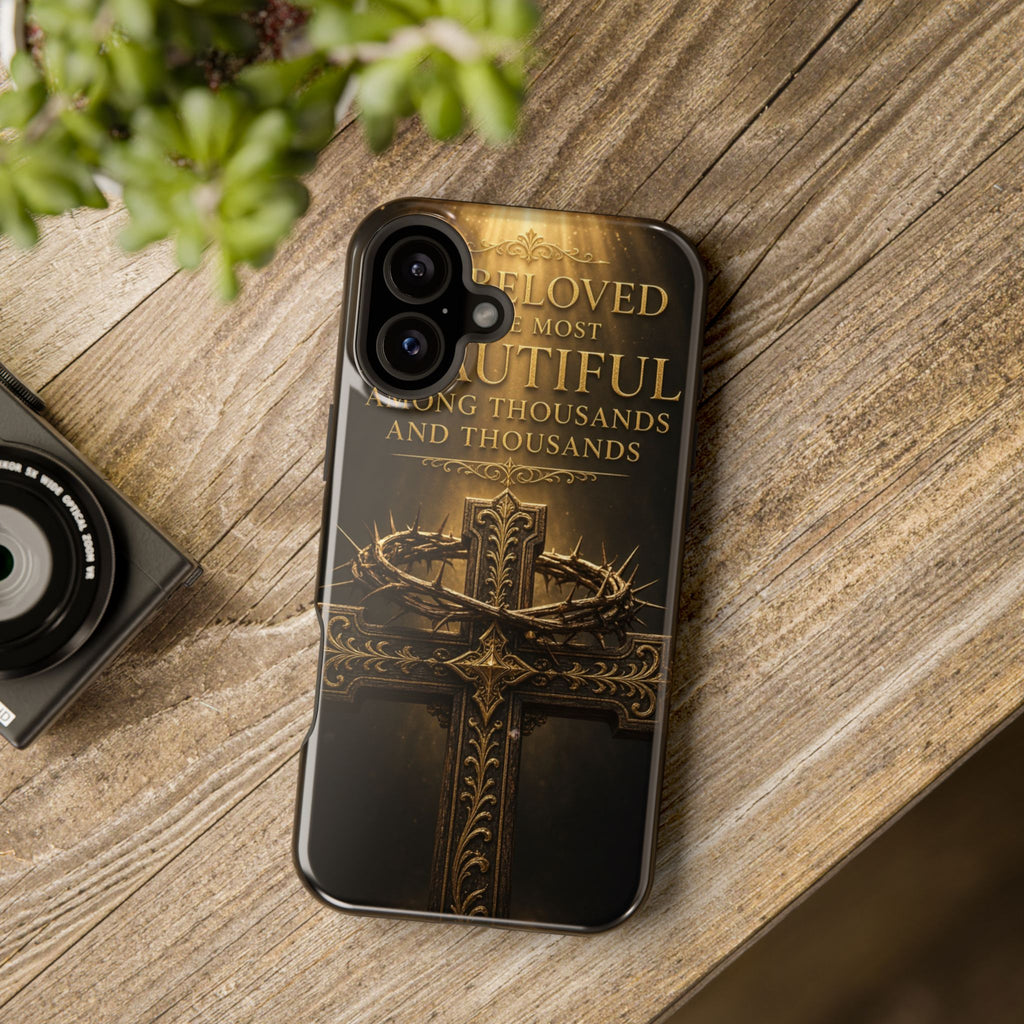 Magnetic Impact-Resistant Phone Case — "Most Beautiful" Cross with Crown of Thorns