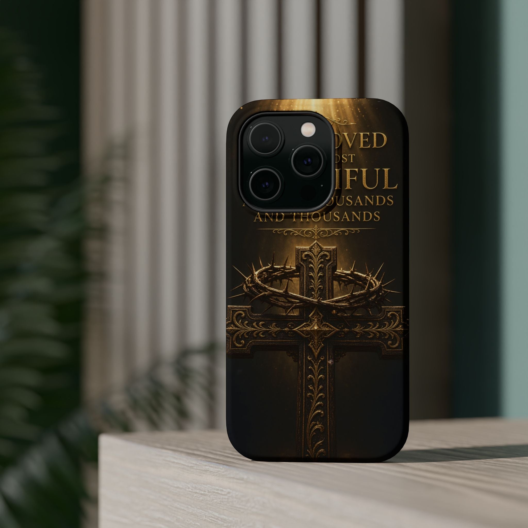 Magnetic Impact-Resistant Phone Case — "Most Beautiful" Cross with Crown of Thorns