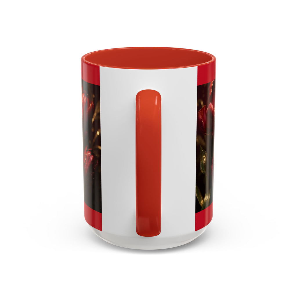Red Tulip Floral Accent Coffee Mug | Personalized Name Script